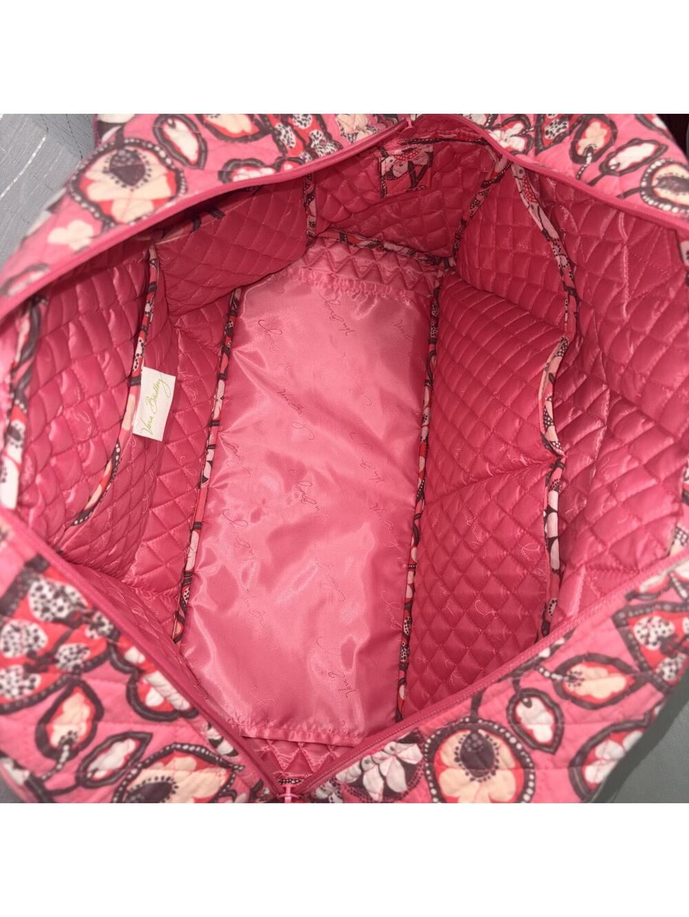Vera Bradley Pink Floral Weekender Travel Duffel Bag Shoulder Strap - Picture 4 of 9